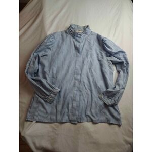 Diana Hampton Shirt Womens Blue White Striped Button Up Long Sleeve Business